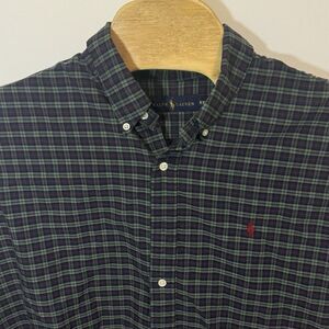 Ralph Lauren Men's XXL Green Purple Red Plaid Long‎ Sleeve Button Front Shirt